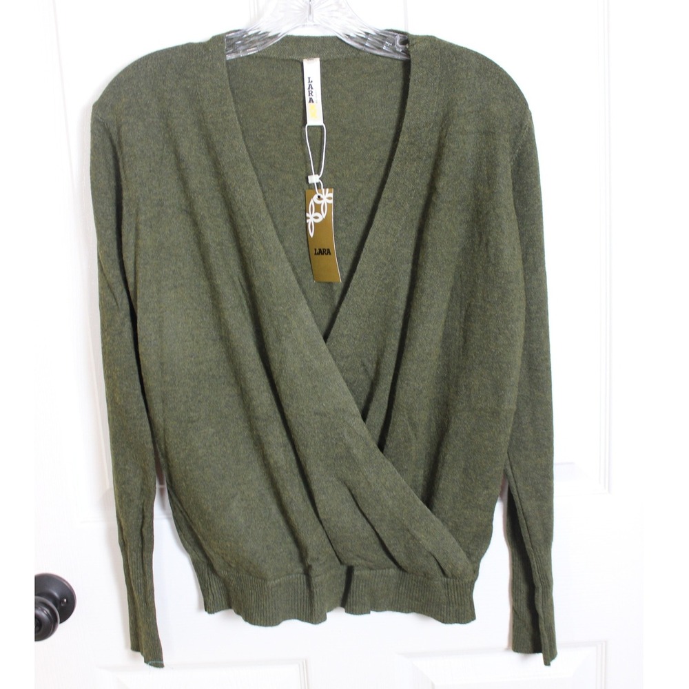 Lara Hunter Green‎ V-Neck Wrap Sweater Knit Long Sleeve Womens Size Medium